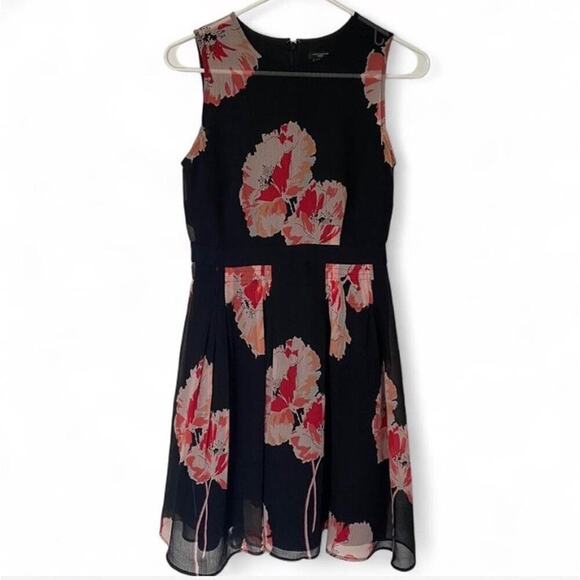 Ann Taylor black and pink floral sleeveless dress size 2P - Picture 4 of 5